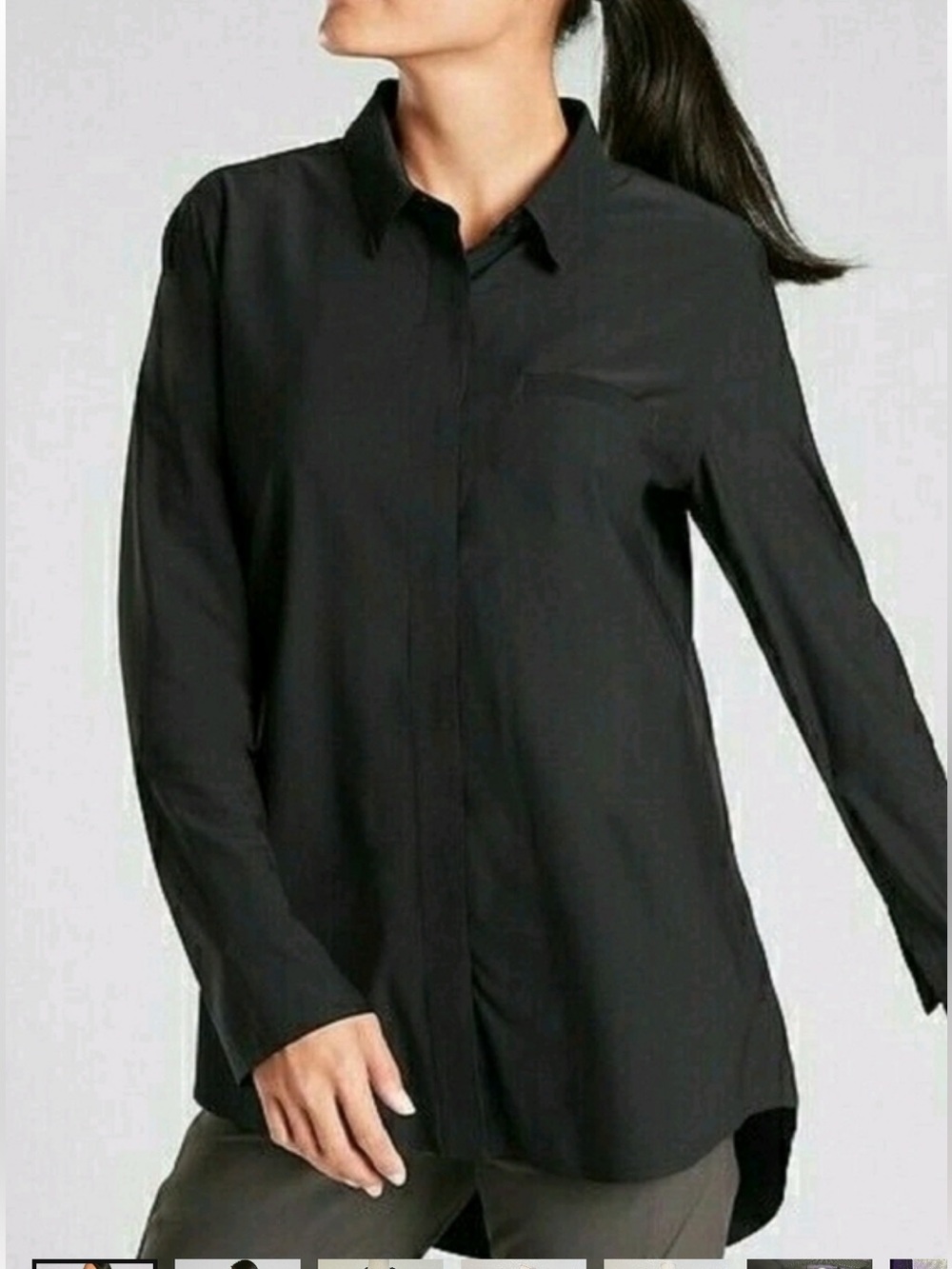 Athleta Black Women's Long-Sleeve Button-Down Urbanite top. 1X.